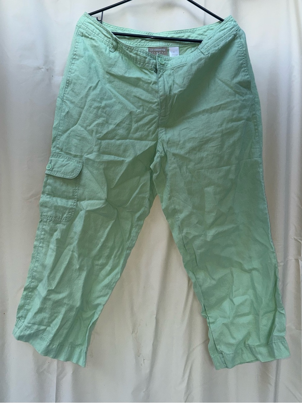 Mint Green Linen Capris Pants